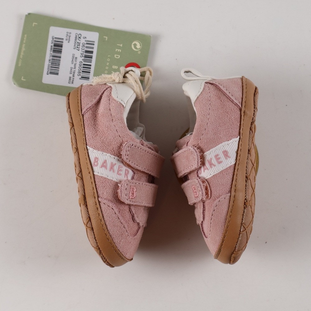 Ted Baker Baby Trainers BG1 Tape Trnr Pink Suede 0-3 Months NWT - Picture 3 of 5